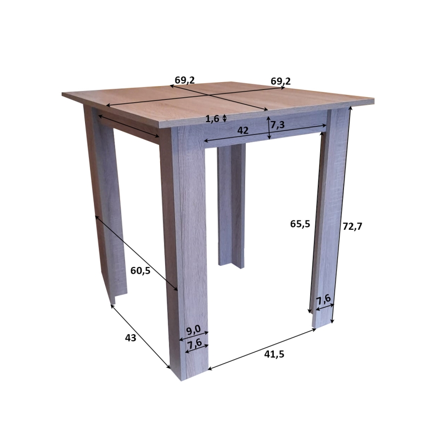 Četvrtasti blagovaonski stol LEVI hrast sonoma