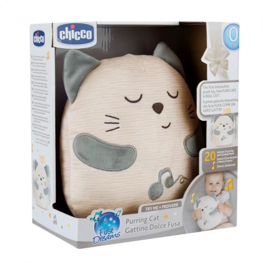 Chicco - Plišana interaktivna igračka mačka 3xAAA