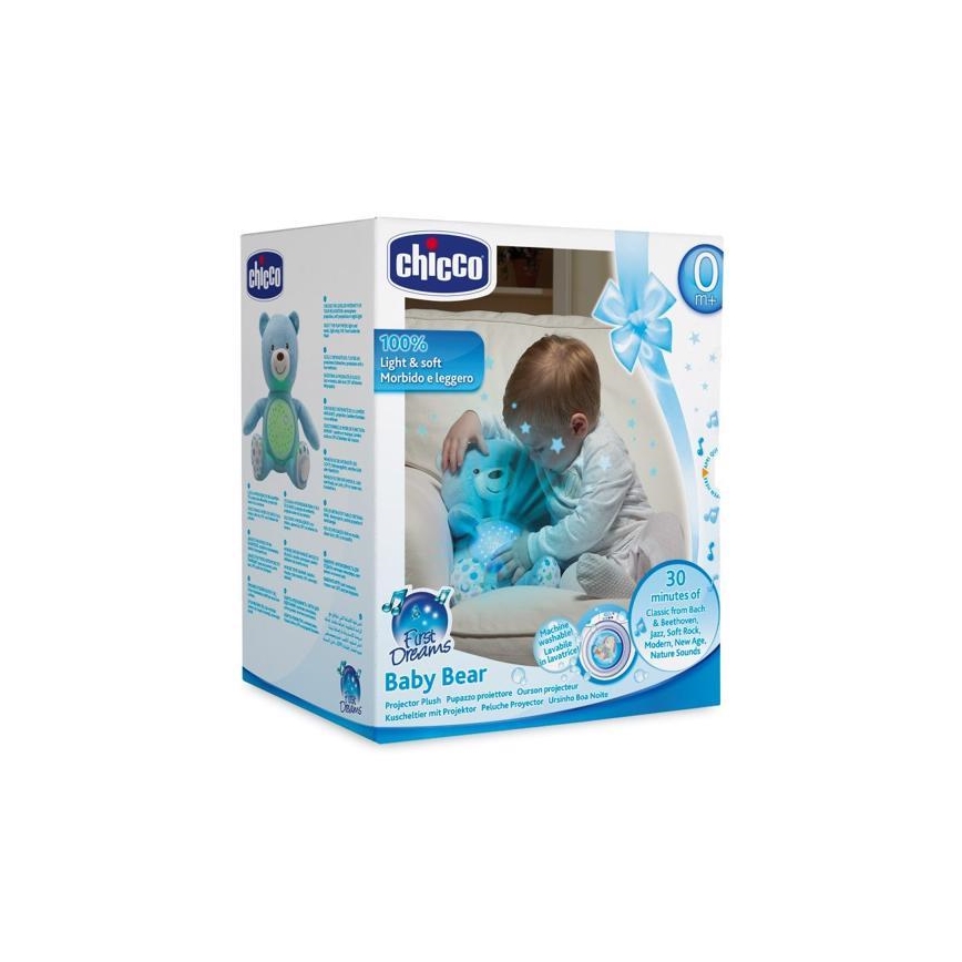 Chicco - Projektor s melodijama BABY BEAR 3xAAA plava