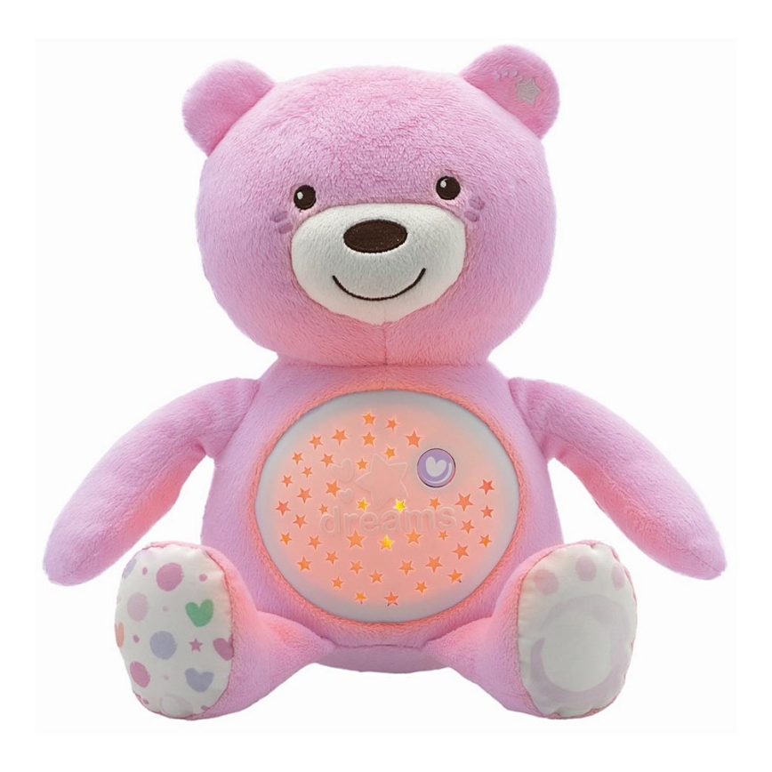 Chicco - Projektor s melodijama BABY BEAR 3xAAA ružičasta