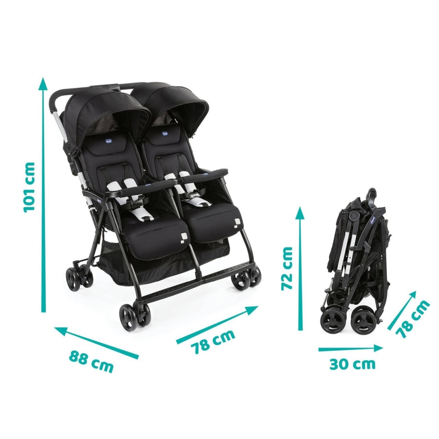 Chicco - Sportska kolica za blizance OHLALA TWIN Black Night crna