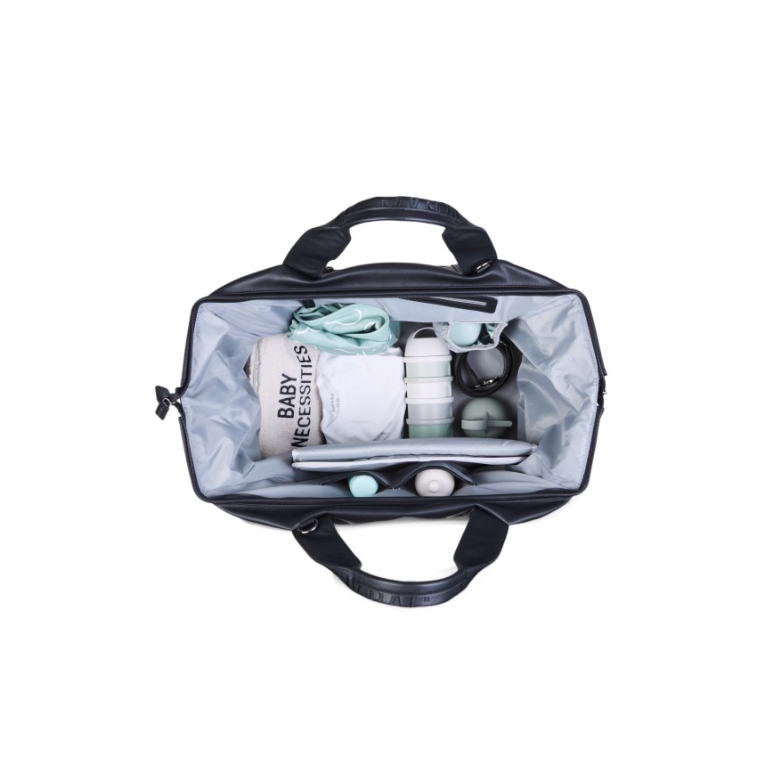 Childhome - Torba za prematanje MOMMY BAG LEATHER crna