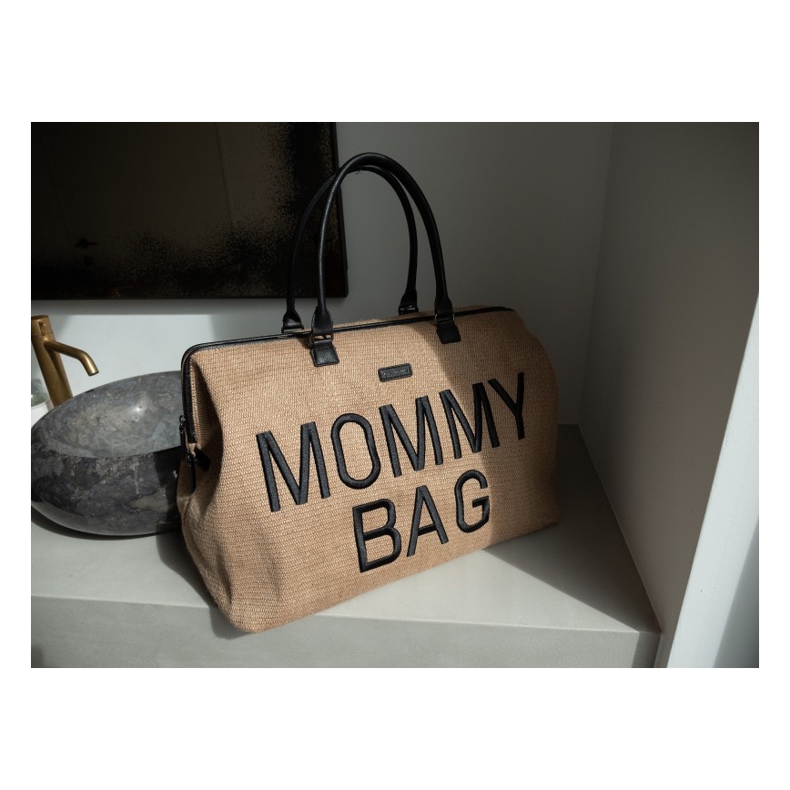 Childhome - Torba za prematanje MOMMY BAG RAFFIA LOOK bež