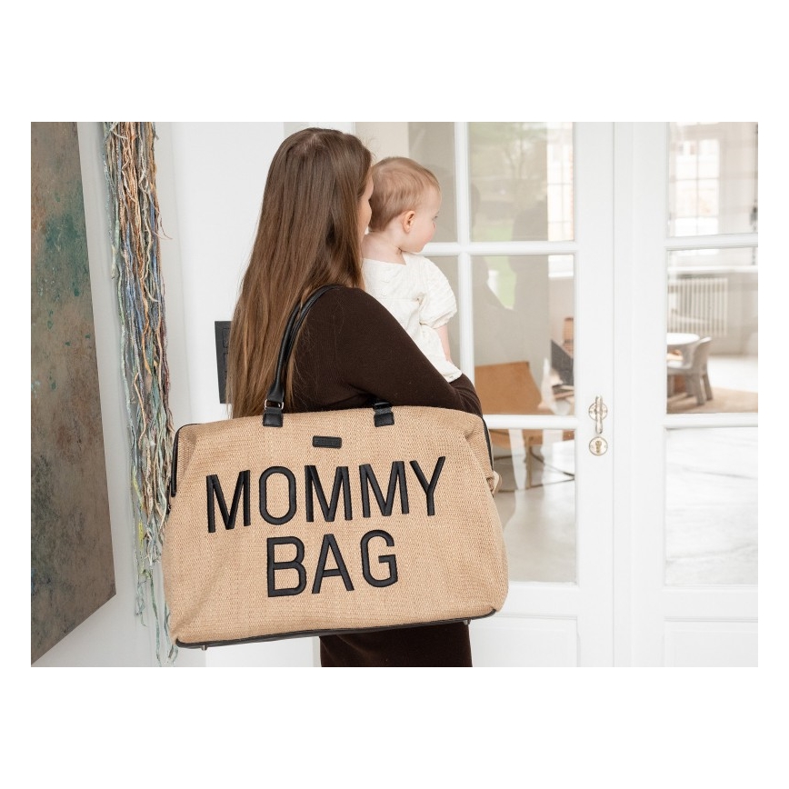 Childhome - Torba za prematanje MOMMY BAG RAFFIA LOOK bež