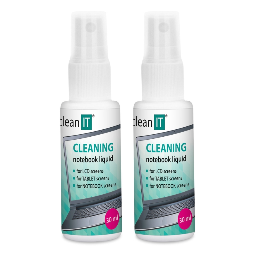 CLEAN IT CL-182 - Tekućina za čišćenje ekrana s krpom 2x 30 ml