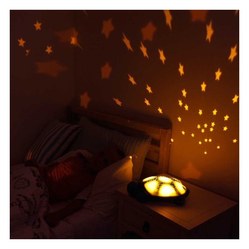 Cloud B - Dječja noćna lampa s projektorom 3xAA kornjača plava