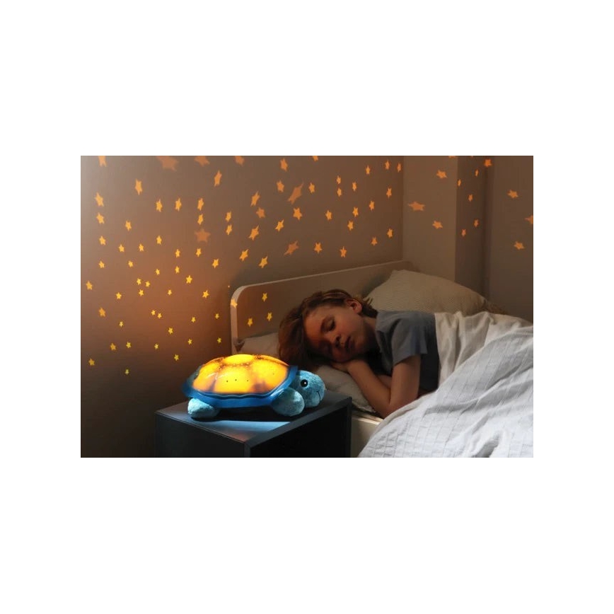 Cloud B - Dječja noćna lampa s projektorom 3xAA kornjača plava