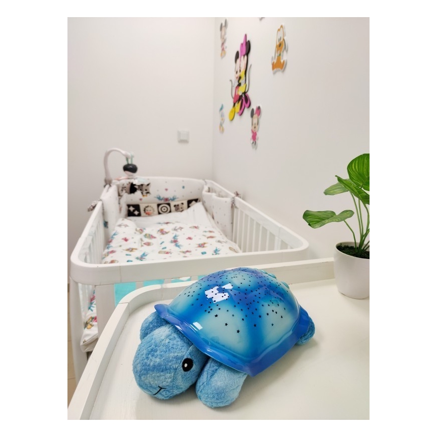 Cloud B - Dječja noćna lampa s projektorom 3xAA kornjača plava