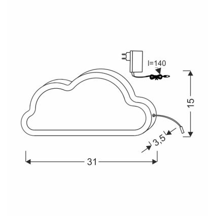 CLOUD LED dječja stolna lampa LED/11W/230V ružičasta
