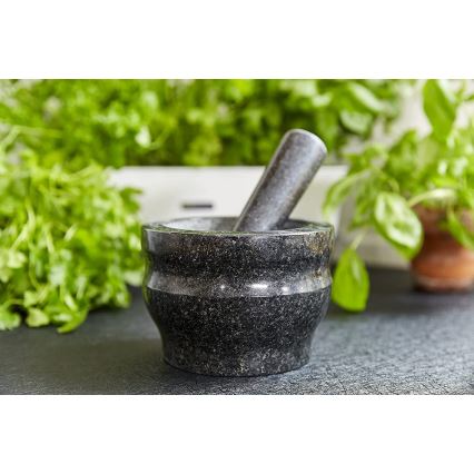 Cole&Mason - Granitni tučak s tučkom GRANITE promjera 18 cm granit/crna