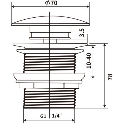 COMAD CLICK-CLACK T201M-B12-3 - Gornji dio sifona za umivaonik CLICK-CLACK pr. 7 cm mat crna
