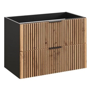 COMAD XILO BLACK WOTAN 82-80-D-2S - Kupaonski ormarić ispod umivaonika XILO 57x80,2 cm crna/hrast wotan
