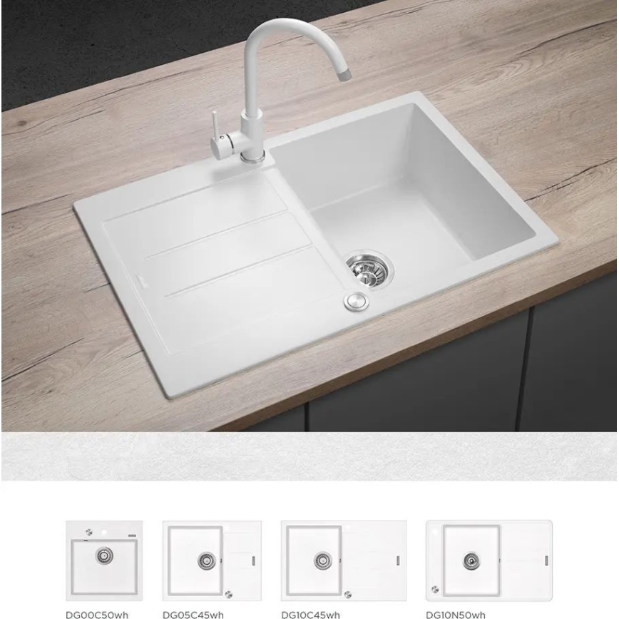 Concept BDG3334WH - Kuhinjska miješalica za sudoper 33,5 cm, granit/bijela