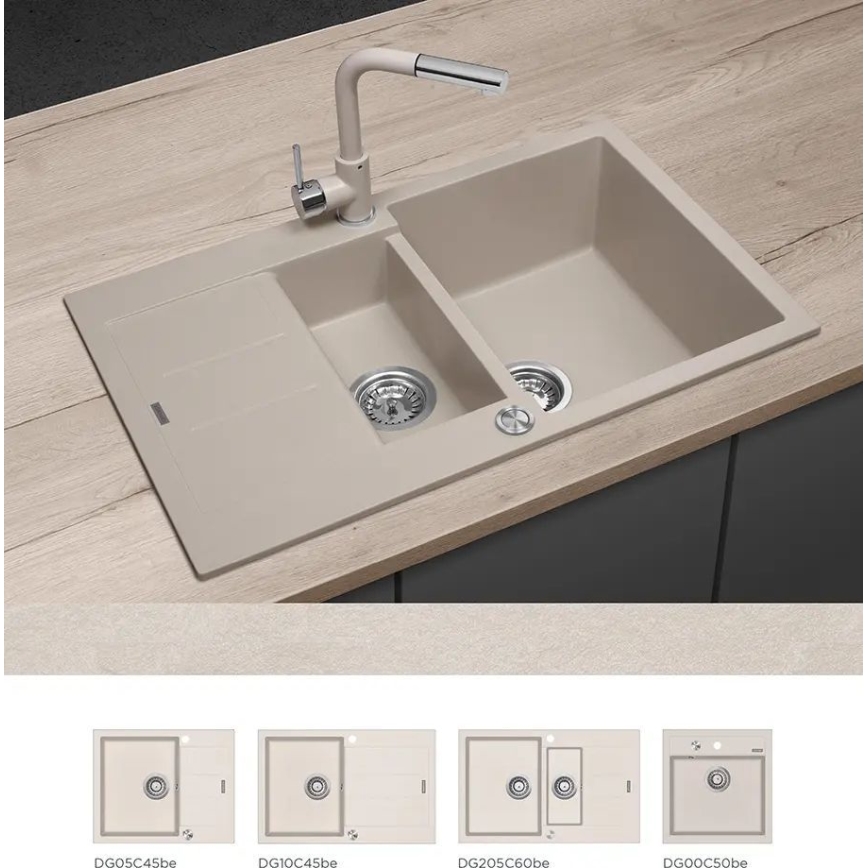 Concept BDG4527BE - Kuhinjska slavina s izvlačivim tušem 26,9 cm granit/bež