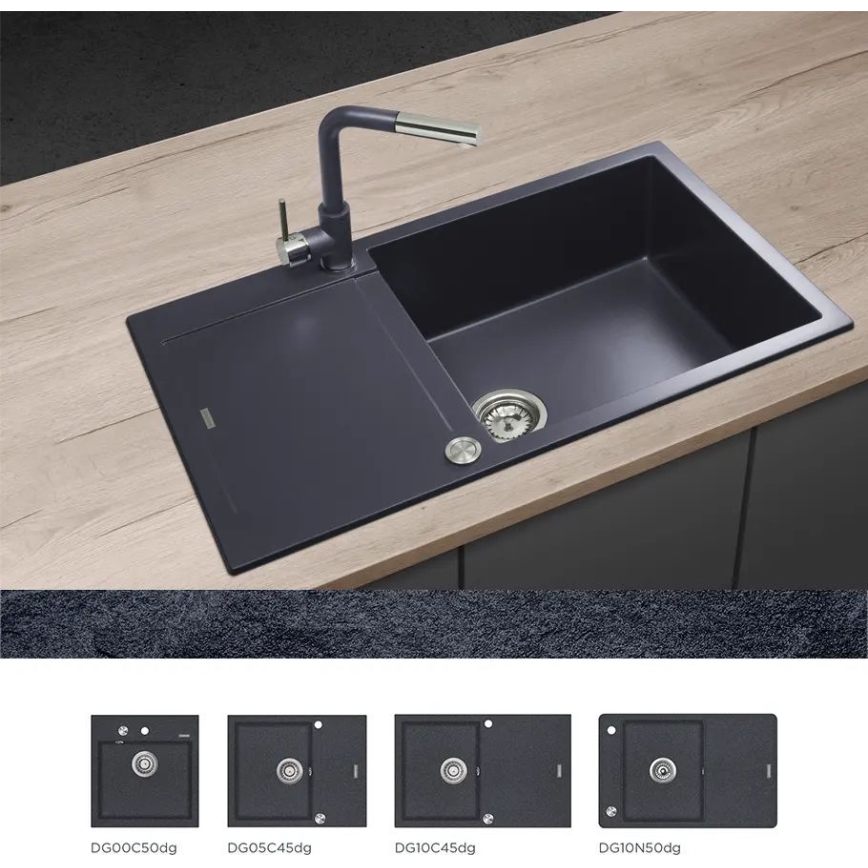 Concept BDG4527DG - Kuhinjska slavina s izvlačnom prskalicom 26,9 cm granit/tamnosiva