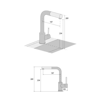 Concept BDG4527DG - Kuhinjska slavina s izvlačnom prskalicom 26,9 cm granit/tamnosiva