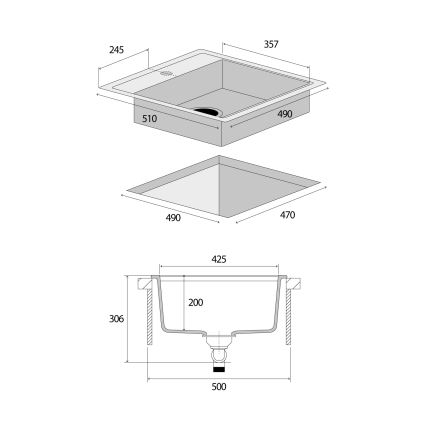 Concept DG00C50DG - Kuhinjski sudoper CUBIS 49x51 cm granit/ tamno siva