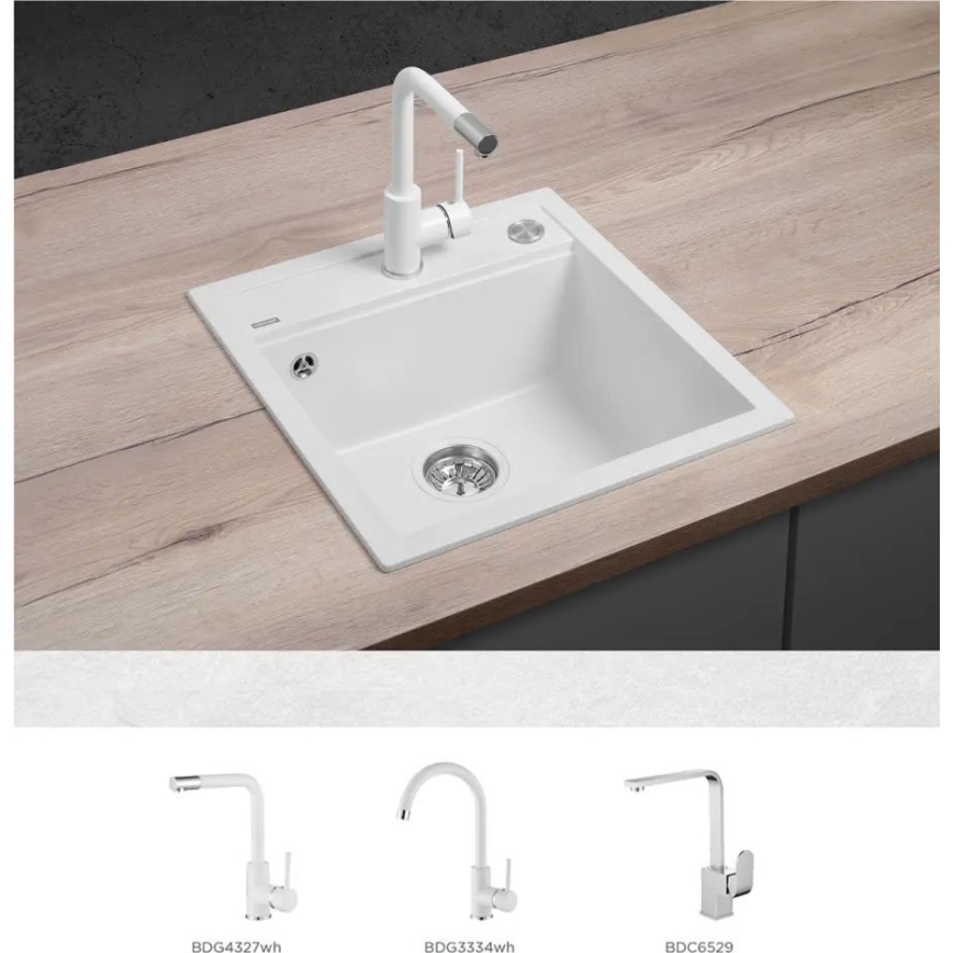 Concept DG00C50WH - Kuhinjski sudoper CUBIS 49x51 cm granit/bijela