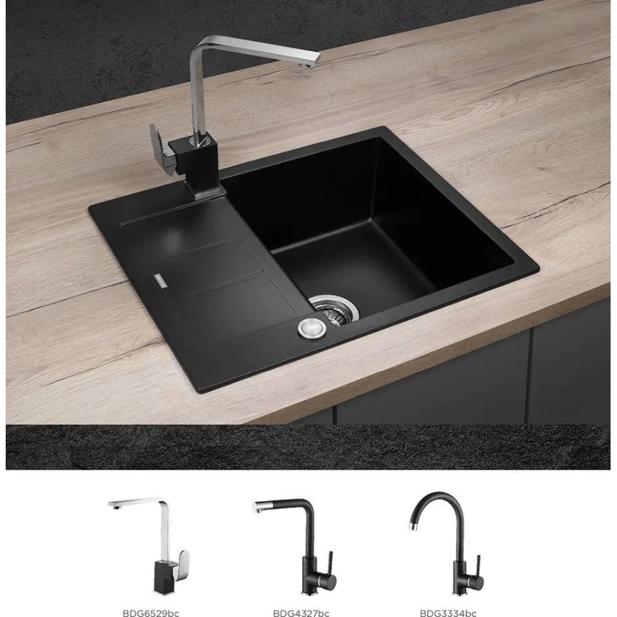 Concept DG05C45BC - Kuhinjski sudoper CUBIS 50x62 cm granit/crna