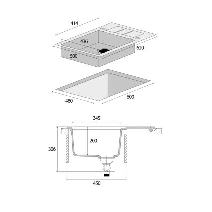 Concept DG05C45BE - Kuhinjski sudoper CUBIS 50x62 cm granit/bež