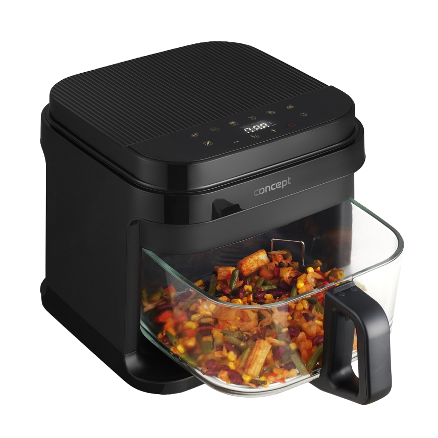 Concept FR5500 - Friteza na vrući zrak GLASS & FAST 5,5 l 1200W/230V crna