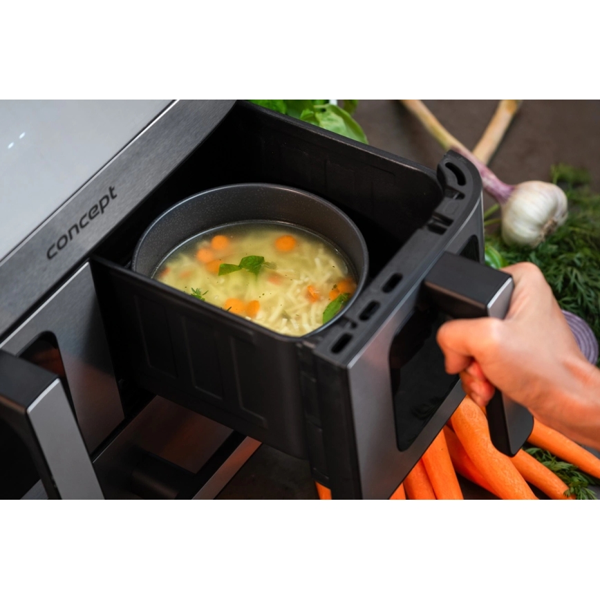 Concept FR9000 - Friteza na vrući zrak PIZZA TRIO 18,5 l 2700W/230V nehrđajući čelik/crna