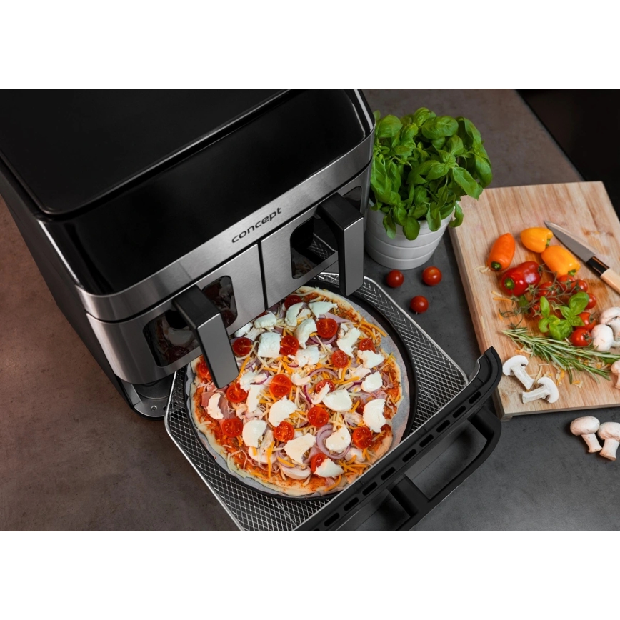 Concept FR9000 - Friteza na vrući zrak PIZZA TRIO 18,5 l 2700W/230V nehrđajući čelik/crna