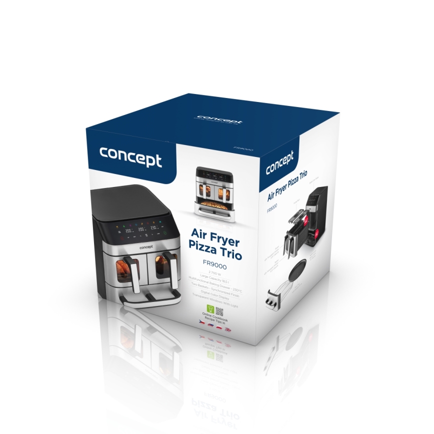 Concept FR9000 - Friteza na vrući zrak PIZZA TRIO 18,5 l 2700W/230V nehrđajući čelik/crna