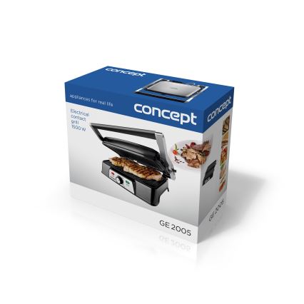 Concept ge2005 - Kontaktni roštilj 1500W/230V nehrđajući/crna