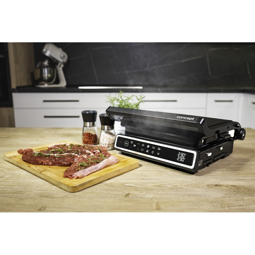 Concept ge3550 - Kontaktni roštilj s temperaturnim sondom 2000W/230V crni