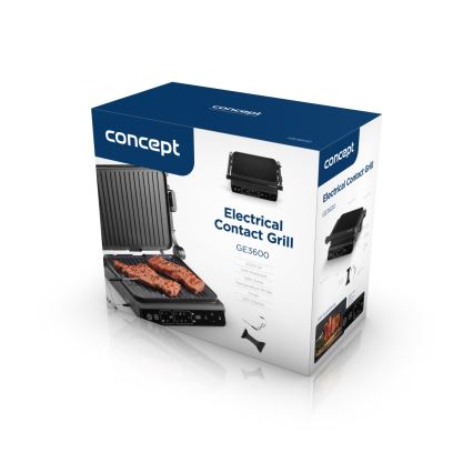 Concept ge3600 - Kontaktni roštilj s temperaturnim sondom GLASS 2000W/230V crni