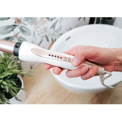 Concept KK2125 - Konusni uvijač za kosu GLAM STYLE 42W/230V bijela/ružičasto zlato