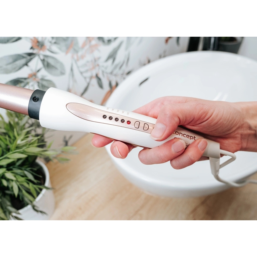 Concept KK2125 - Konusni uvijač za kosu GLAM STYLE 42W/230V bijela/ružičasto zlato
