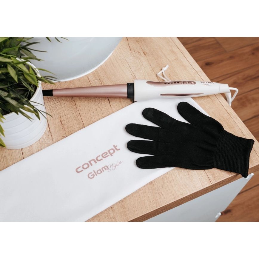 Concept KK2125 - Konusni uvijač za kosu GLAM STYLE 42W/230V bijela/ružičasto zlato