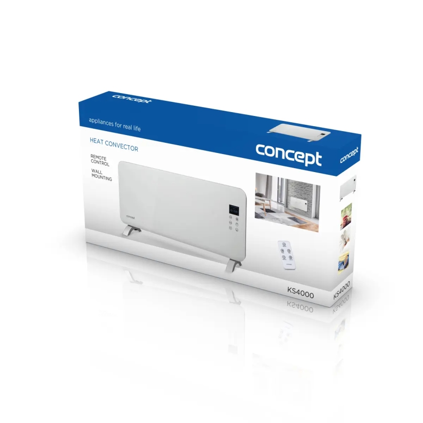 Concept KS4000 - Električni grijač/konvektor 1000/2000W IP24 bijela + daljinski upravljač