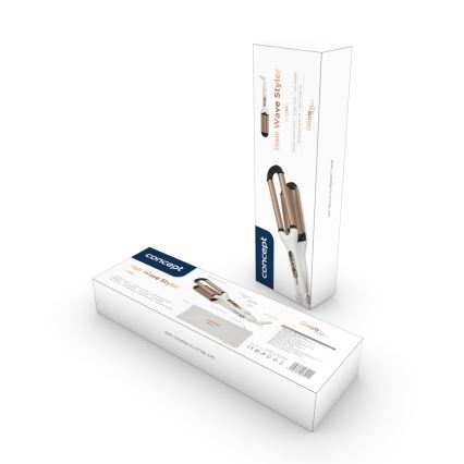 Concept KT2140 - Trostruki uvijač za kosu GLAM STYLE 100W/230V bijeli/ružičasto-zlatni