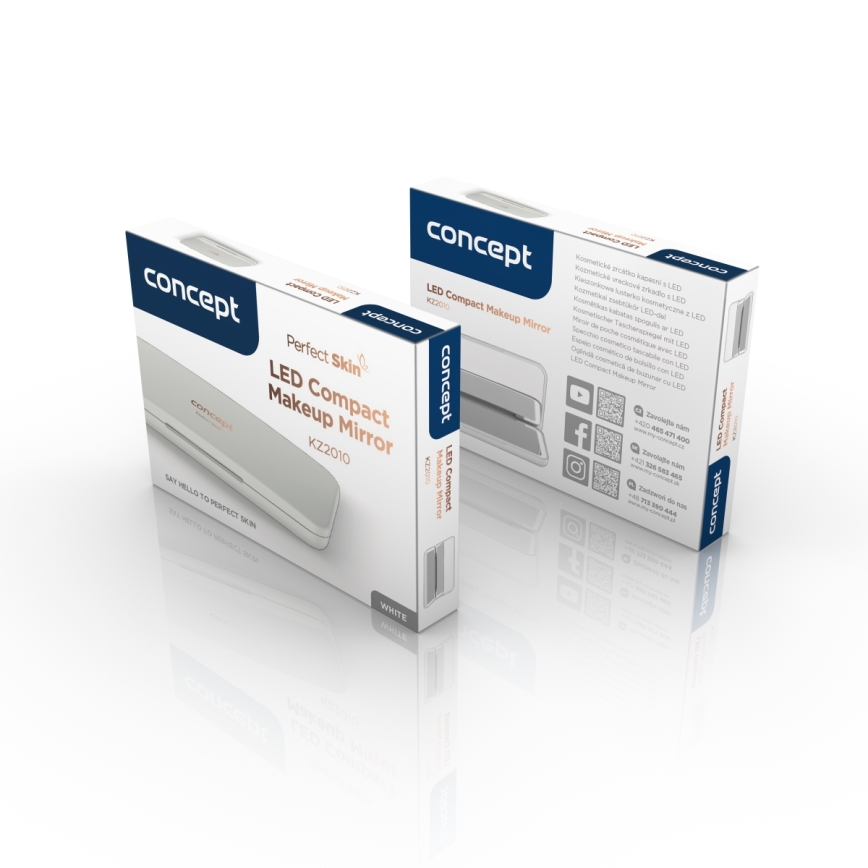 Concept KZ2010 - LED džepno kozmetičko ogledalo PERFECT SKIN LED/1,5W/5V 4500-5500K 300 mAh bijela