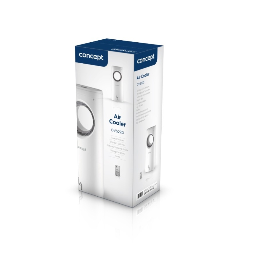 Concept OV5220 - Višenamjenski prijenosni uređaj za hlađenje zraka 4 u 1, 5 l, 80 W/230 V, bijeli + daljinski upravljač