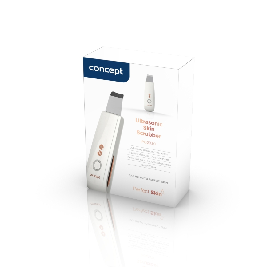 Concept PO2030 - Kozmetička ultrazvučna lopatica PERFECT SKIN 2,5W/5V USB 600 mAh bijela