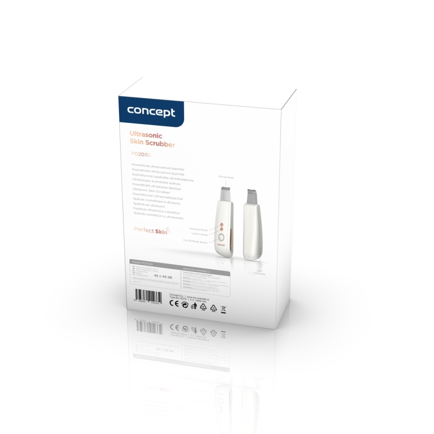 Concept PO2030 - Kozmetička ultrazvučna lopatica PERFECT SKIN 2,5W/5V USB 600 mAh bijela