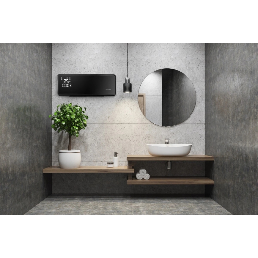 Concept QH4001 - Električni grijač 1000/2000W IP22 crni + daljinski upravljač