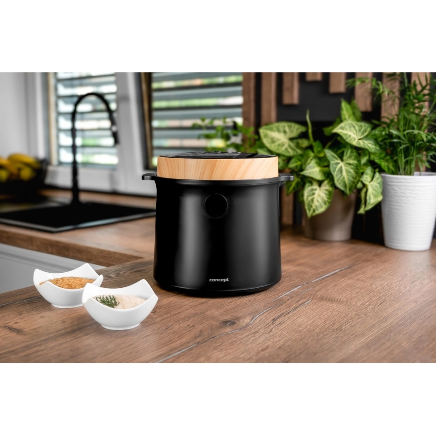 Concept RE4040 - Digitalno kuhalo za rižu 2 u 1 450W/230V 2 l crno/drveni dekor