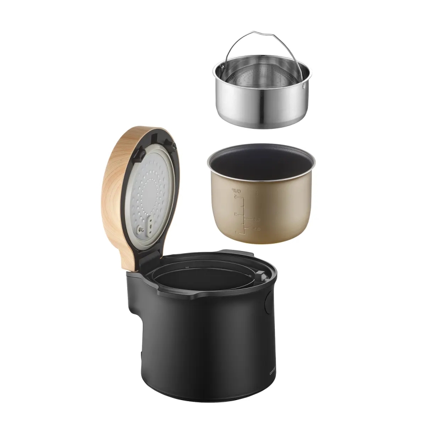 Concept RE4040 - Digitalno kuhalo za rižu 2 u 1 450W/230V 2 l crno/drveni dekor