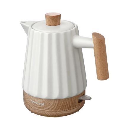 Concept RK0090 - Električno kuhalo za vodu 1,5 l 1500W/230V bijelo/drveni dekor/keramika
