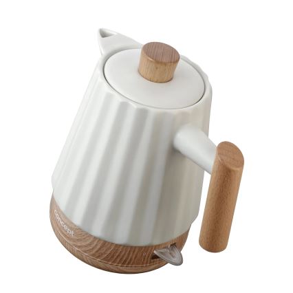 Concept RK0090 - Električno kuhalo za vodu 1,5 l 1500W/230V bijelo/drveni dekor/keramika