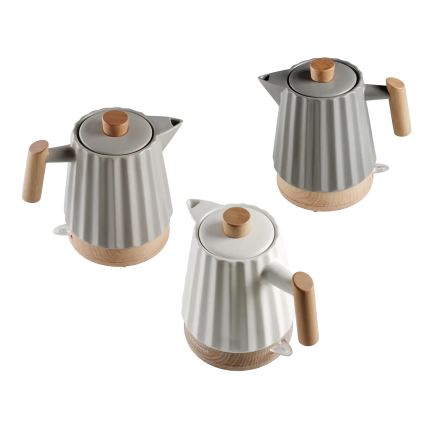 Concept RK0090 - Električno kuhalo za vodu 1,5 l 1500W/230V bijelo/drveni dekor/keramika