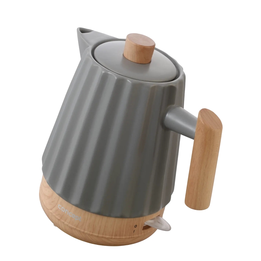 Concept RK0092 - Električno kuhalo za vodu 1,5 l 1500W/230V tamno siva/drveni dekor/keramika