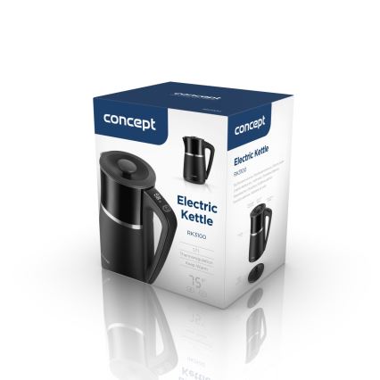 Concept RK3100 - Brzo kuhalo za vodu s regulacijom temperature, 1,7 l, 2200 W/230 V, crno