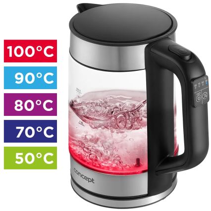 Concept RK4067 - Brzo kuhalo za vodu s regulacijom temperature 1,7 l 2200W/230V nehrđajući čelik