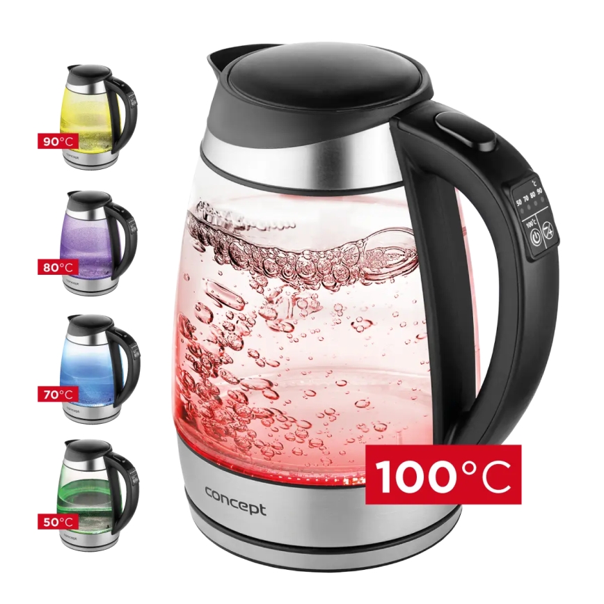 Concept RK4120 - Električno kuhalo za vodu s termoregulacijom, 1,7 l, 2200 W/230 V, nehrđajući čelik